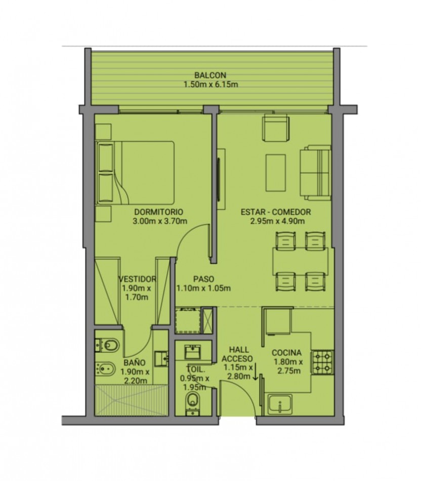 DEPARTAMENTO 1 DORMITORIO A ESTRENAR EN ALQUILER - EDIFICIO "ALMA BARDA"